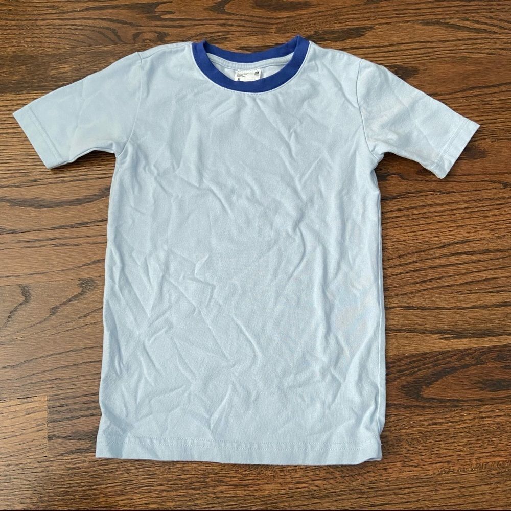 🍭6/$30 Uniqlo basic baby blue cotton blend crew neck short sleeve t-shirt - 8